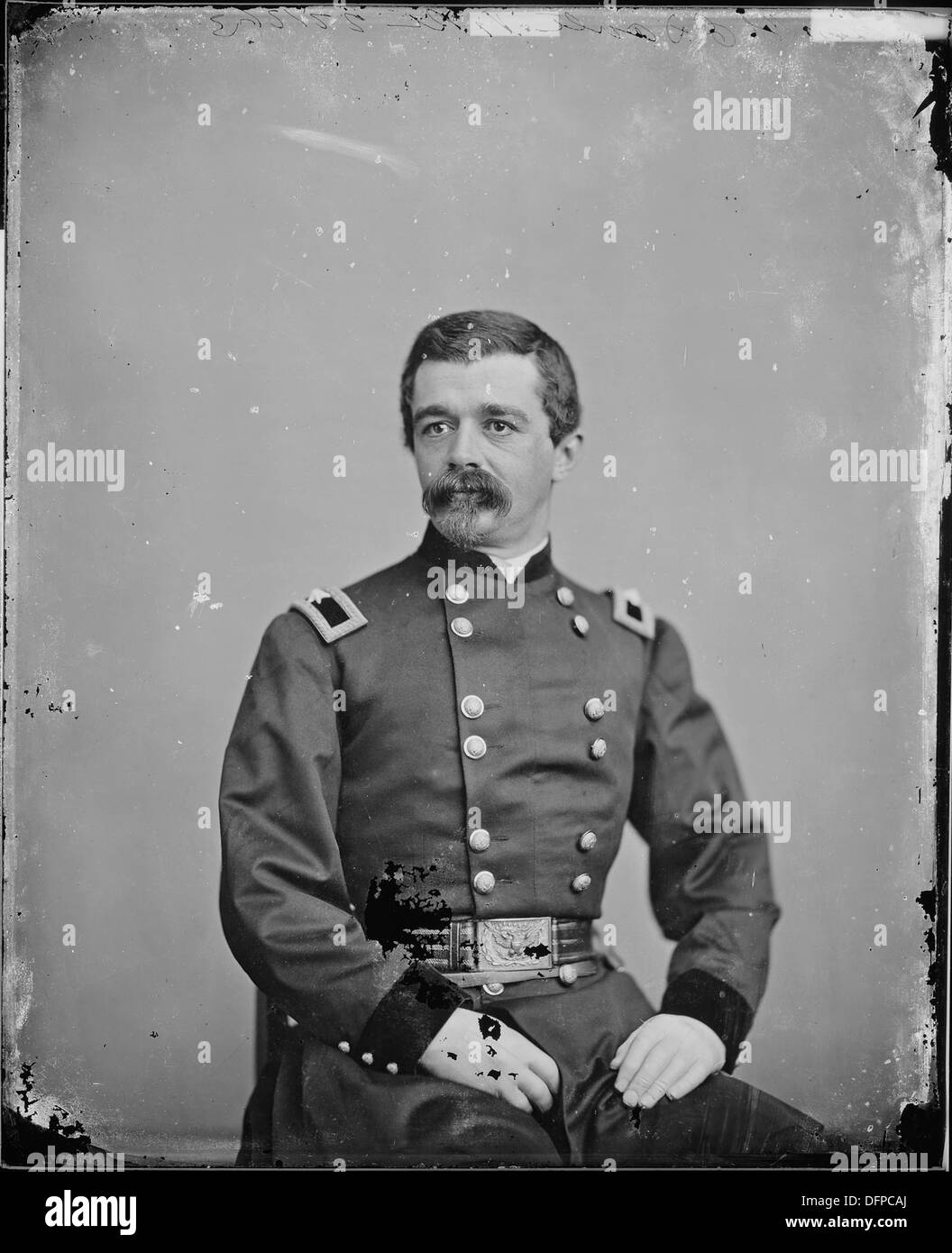 This photograph is believed to depict General Henry E. Davis, an influential military figure, offering a glimpse into his role in American history. Stock Photo