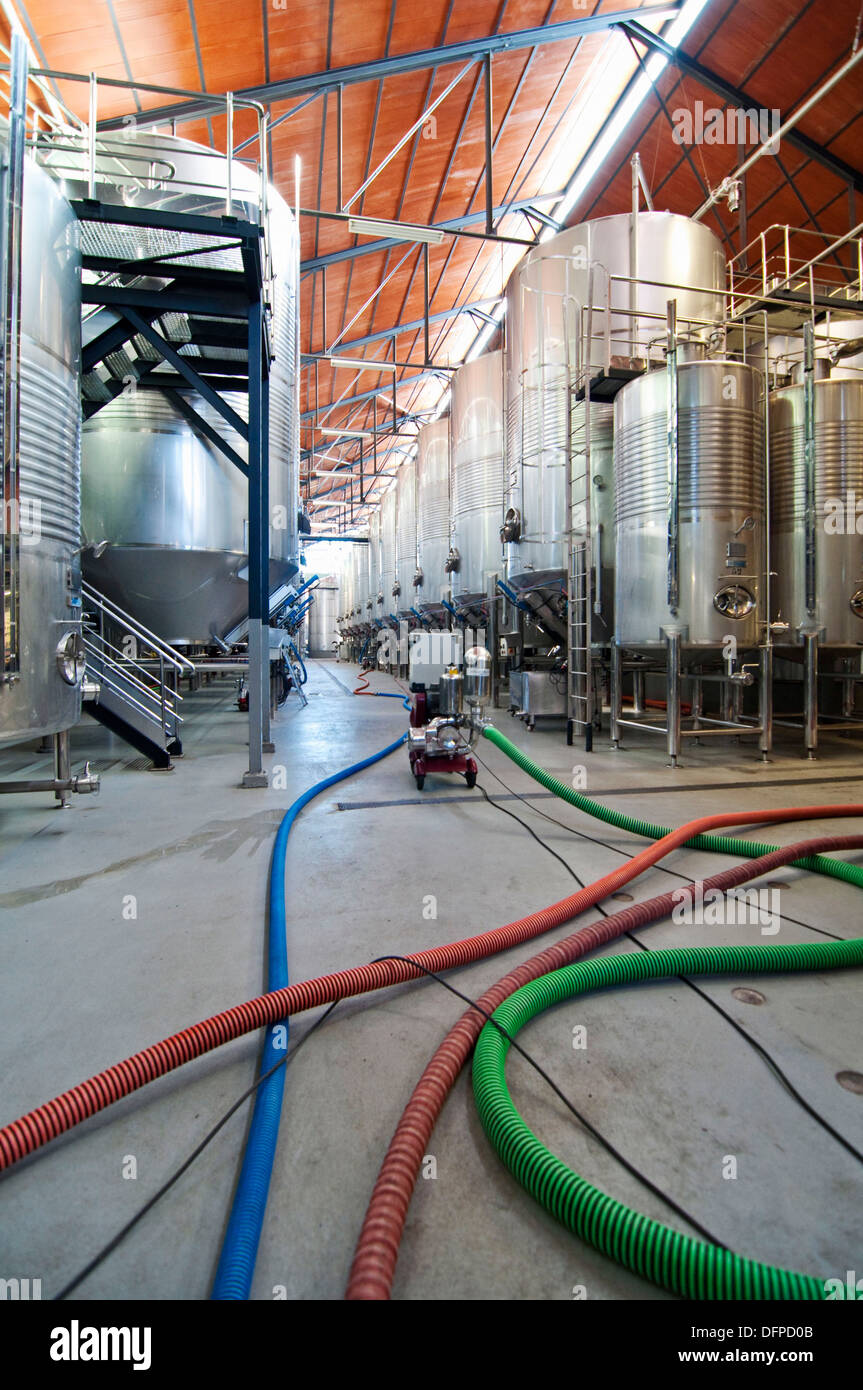 Hall for Wine Production in Enate winery  Barbastro  Somontano  Huesca  Spain Stock Photo
