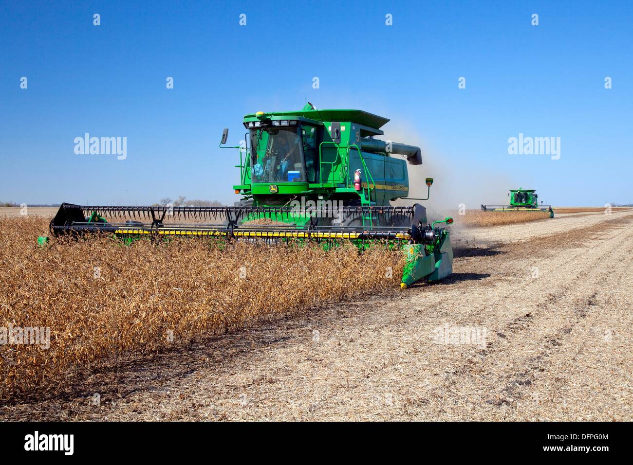 Soybean harvest on the Froese farm near Winkler, Manitoba  Canada Stock Photo