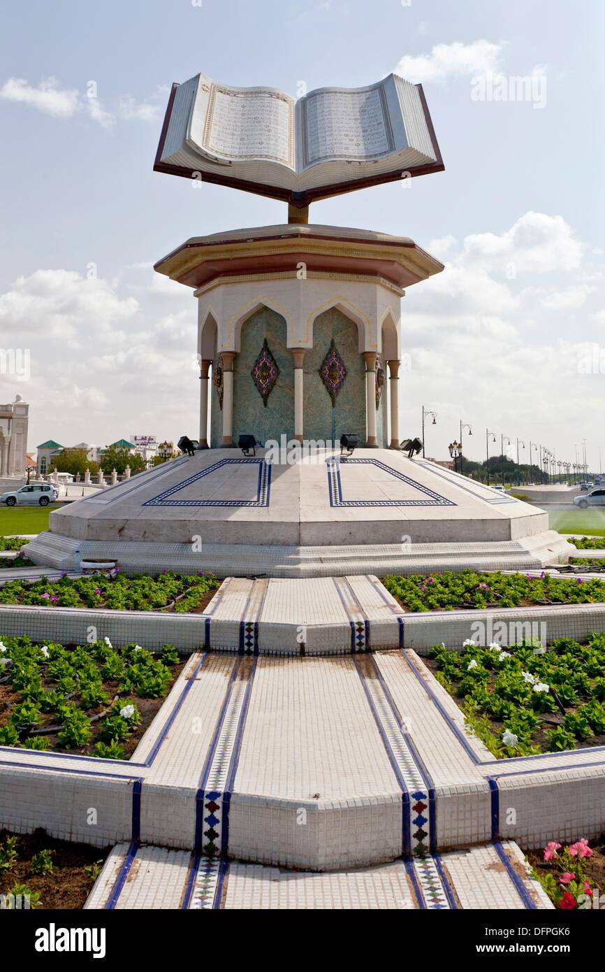 The Quran Monument at the Cultural Center roundabout in Sharjah, UAE Stock Photo Alamy