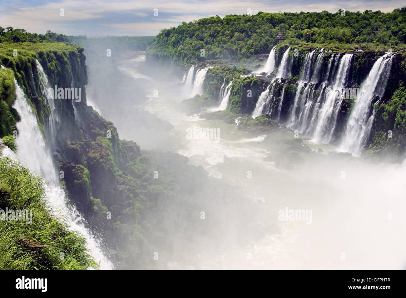 Iguassu Falls as viewed from the Argentinean side of the Igaussu river gorge. Stock Photo