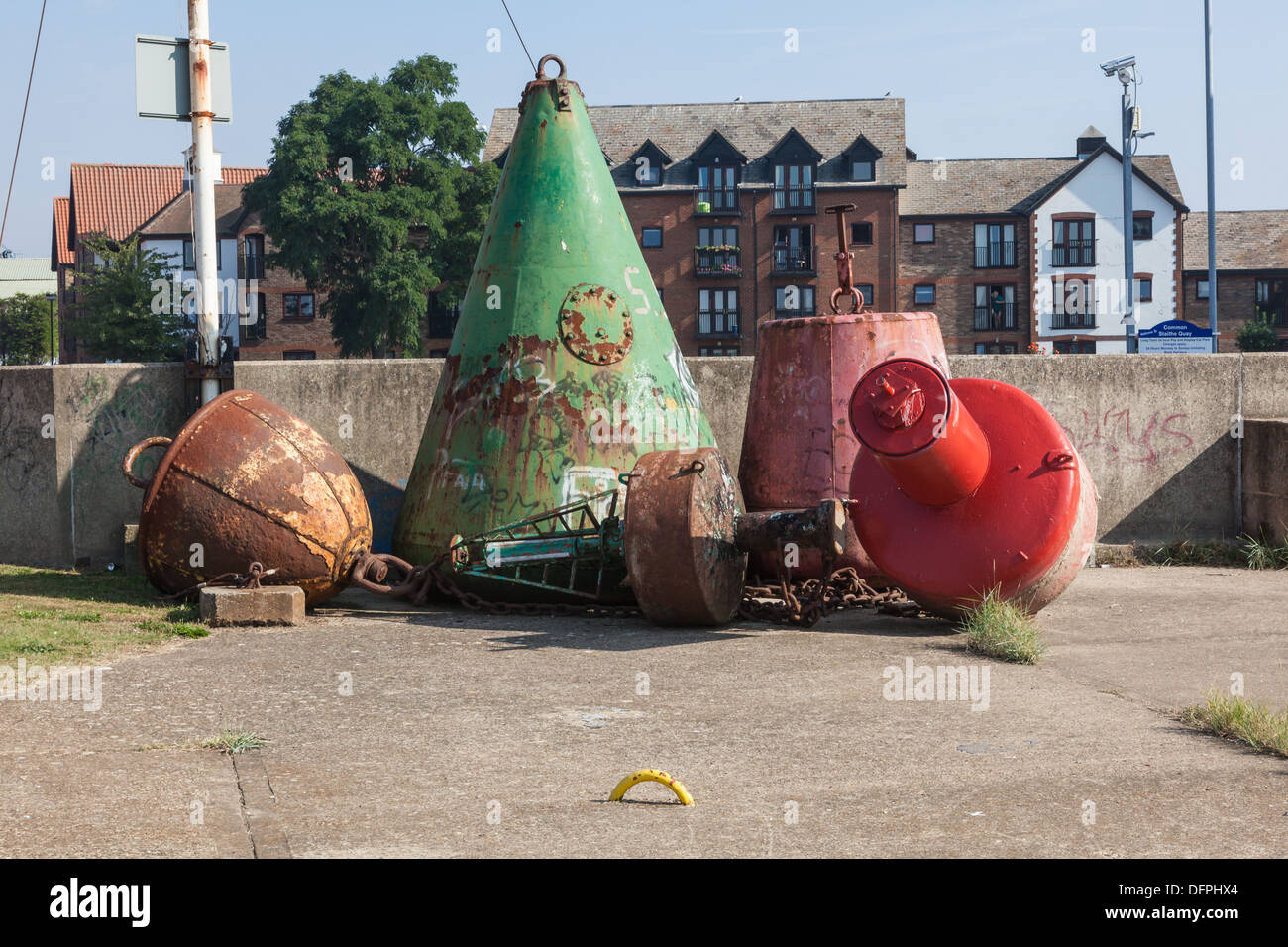 Navigation and mooring buoys on the River Great Ouse at Kings Lynn