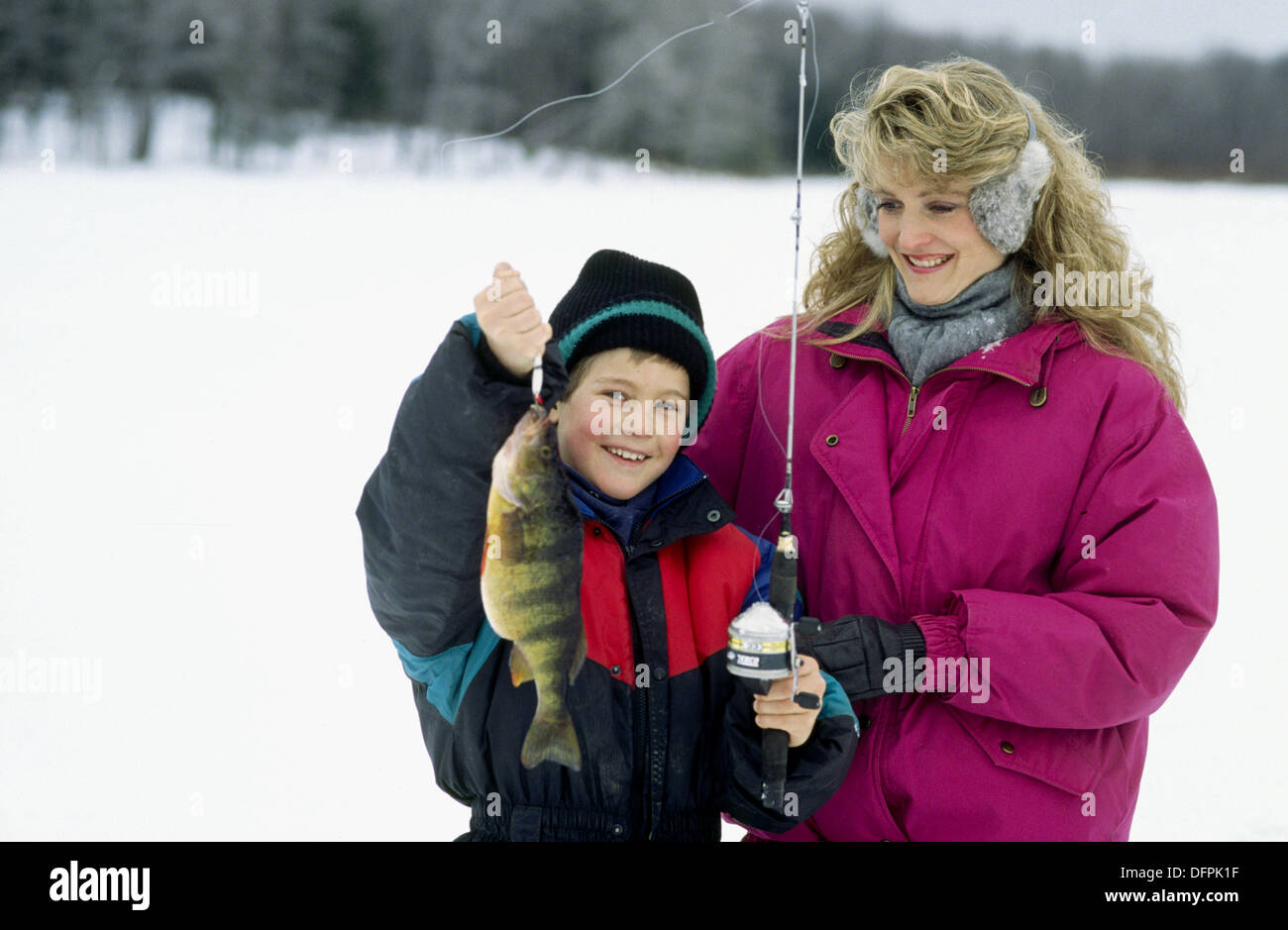 Ice fishing, perch Stock Photo Alamy