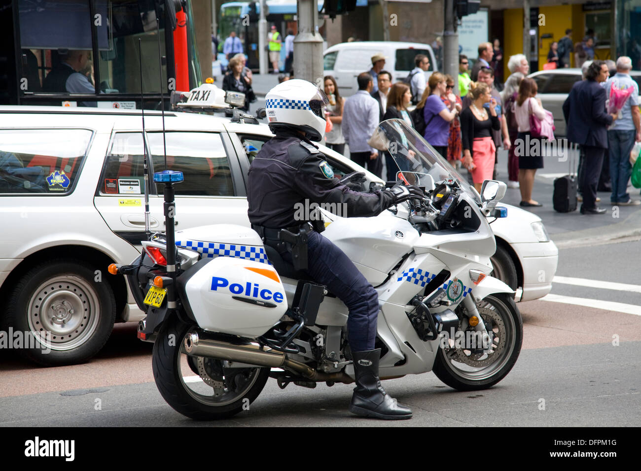 New south wales police officer in Sydney, the motorcyclists are tasked with improving traffic flow in the city centre, NSW,Australia Stock Photo