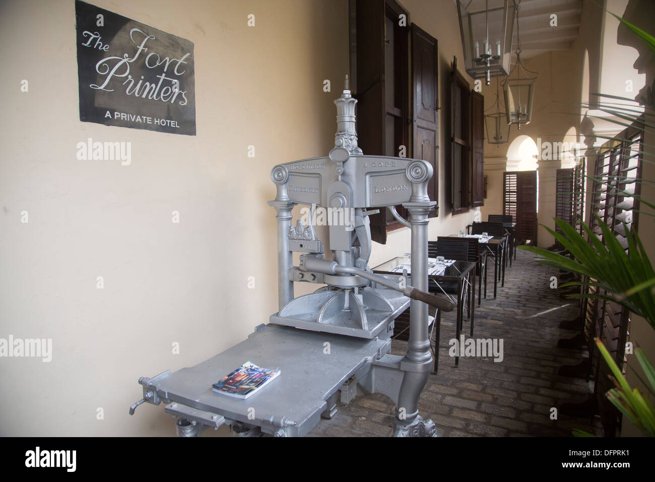 Old Printing press outside the Fort Printers in Galle Stock Photo Alamy