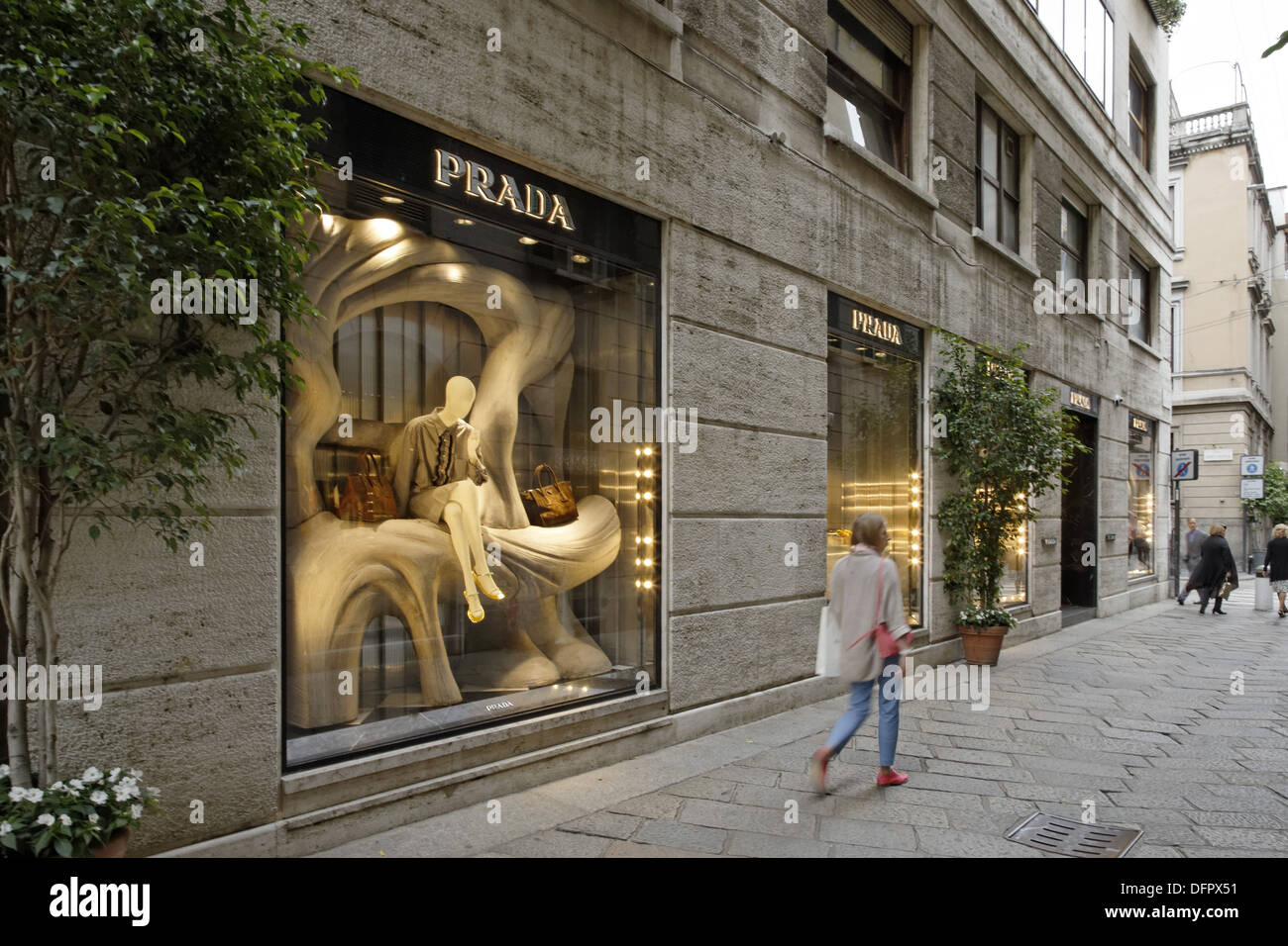 Italy, Lombardy, Milan, Golden Triangle, Fashion Shops, Via della Spiga,  Prada Store Stock Photo - Alamy