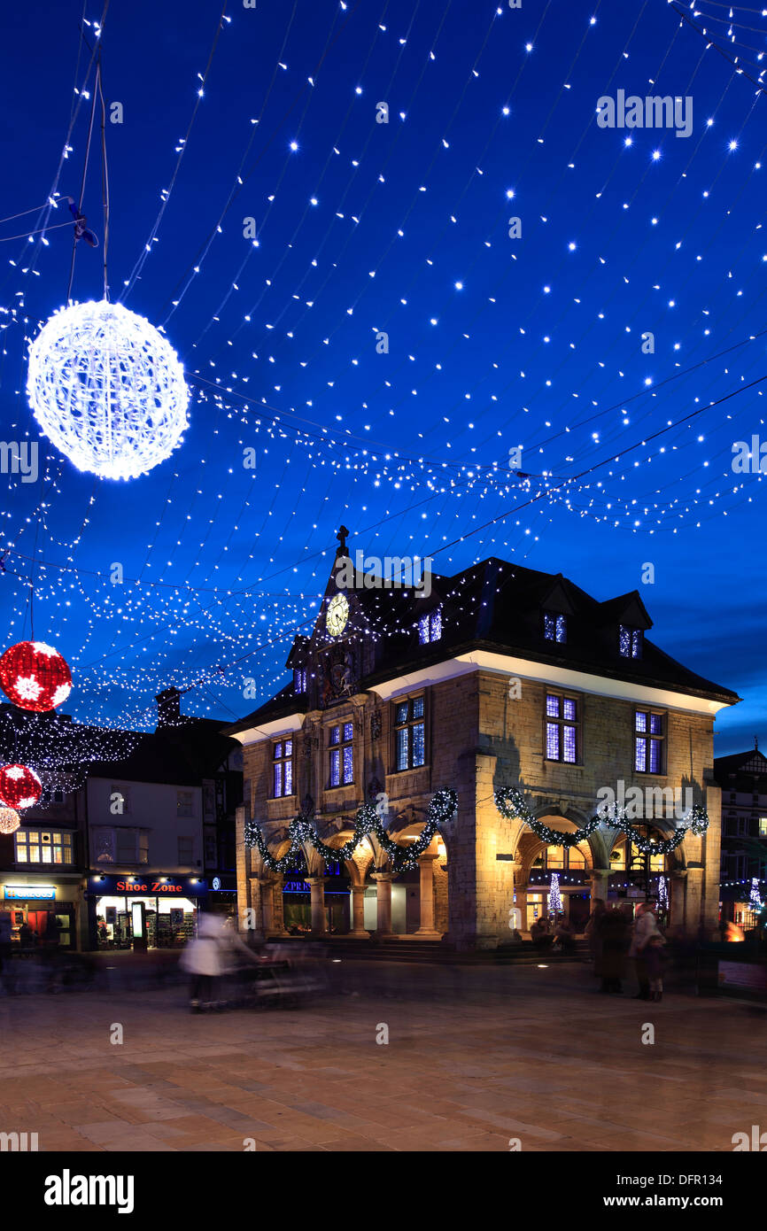 The Christmas lights decorations, the Guildhall, Cathedral Square, Peterborough City
