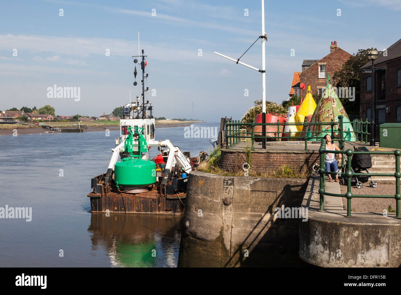 Navigation and mooring buoys at Purfleet Quay on the River Great Ouse