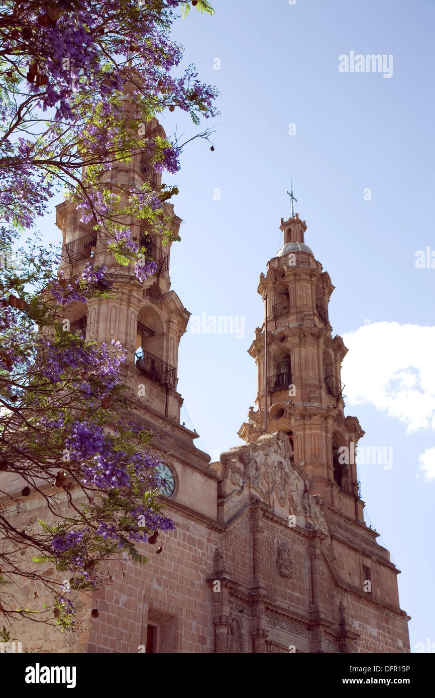 Built in 1575, the Cathedral overlooks Plaza de la Patria and remains the oldest building in Aguascalientes, Mexico. Stock Photo