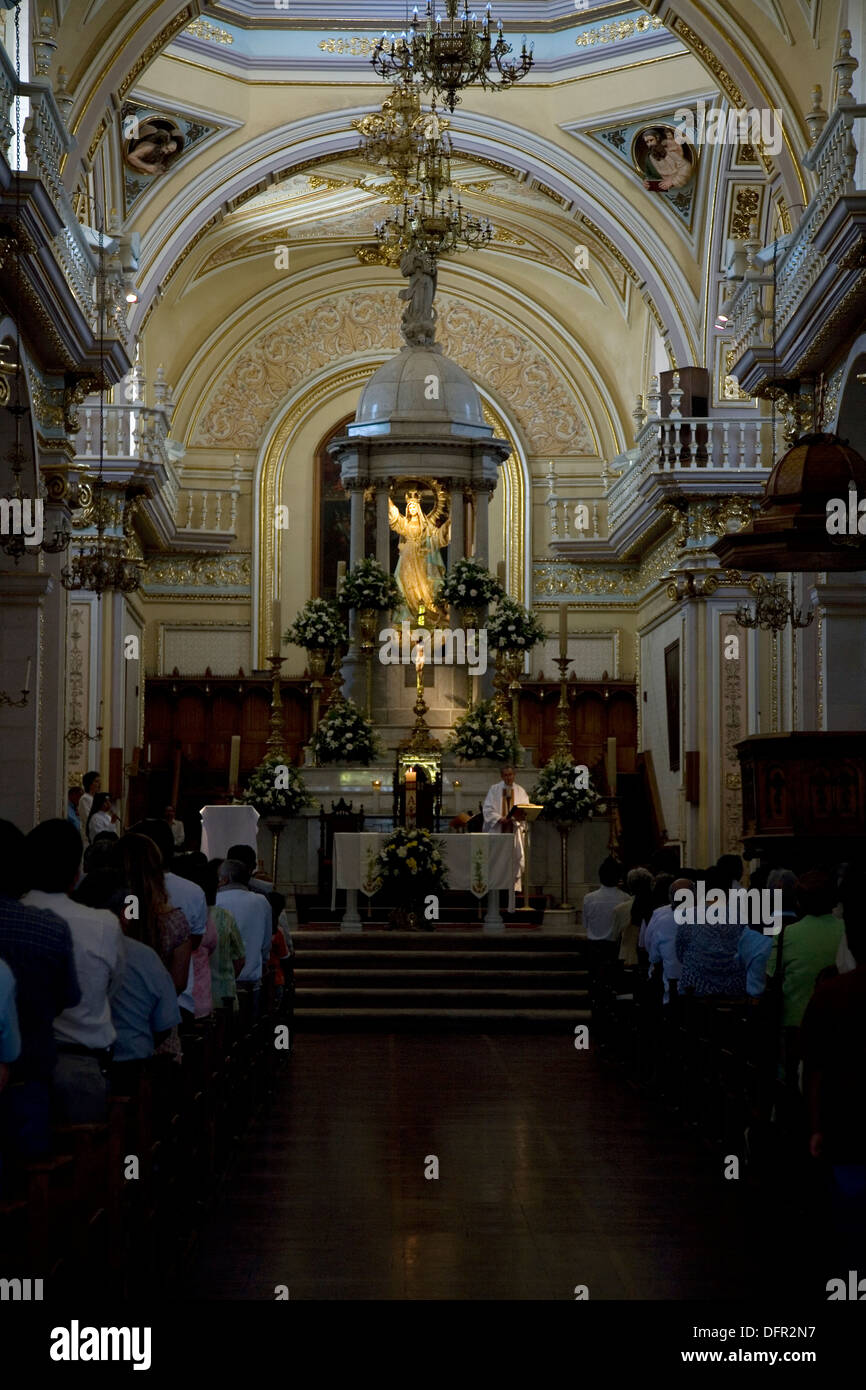 Easter morning mass at the 1575 Cathedral in Aguascalientes, Mexico. Stock Photo