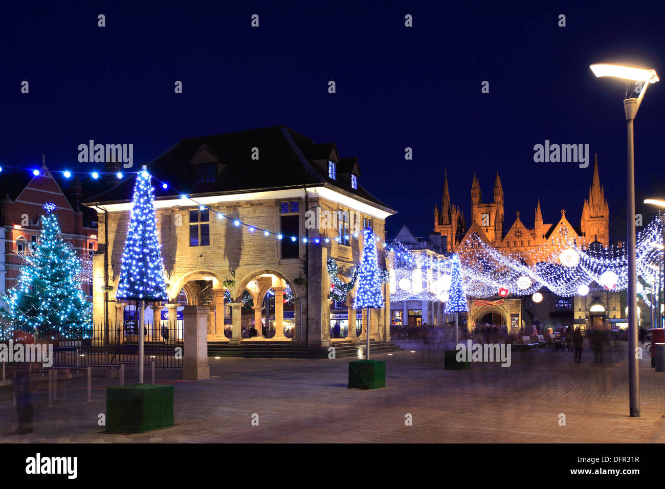 The Christmas lights decorations, the Guildhall, Cathedral Square, Peterborough City
