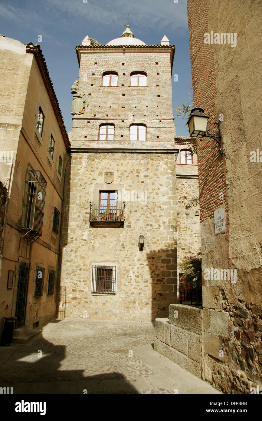 Casa de los Toledo-Moctezuma (14th-16th century), Cáceres. Extremadura, Spain Stock Photo