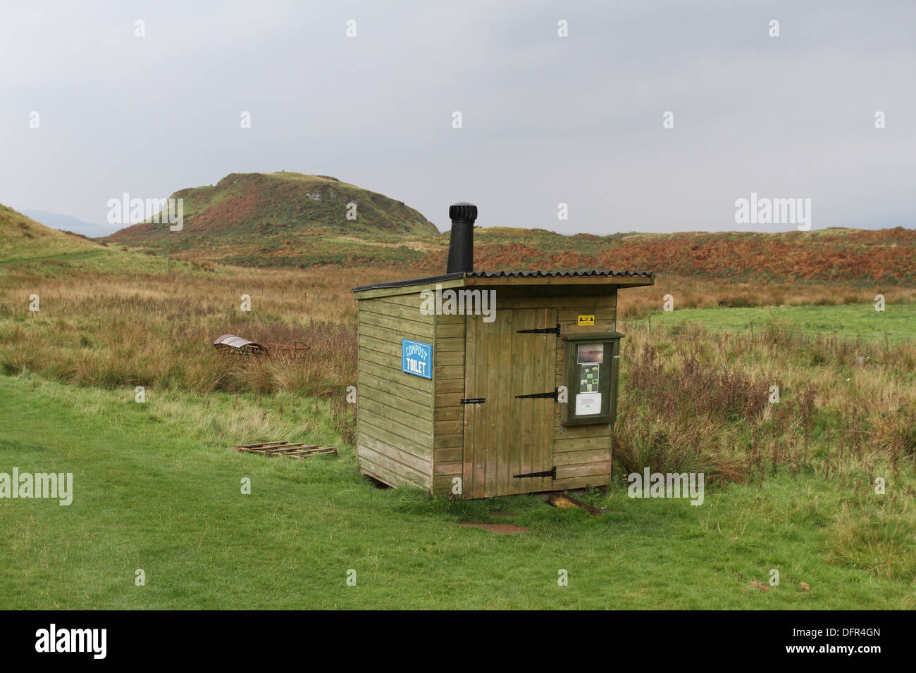 Compost toilet Lower Gylen Isle of Kerrera Scotland October 2013 Stock