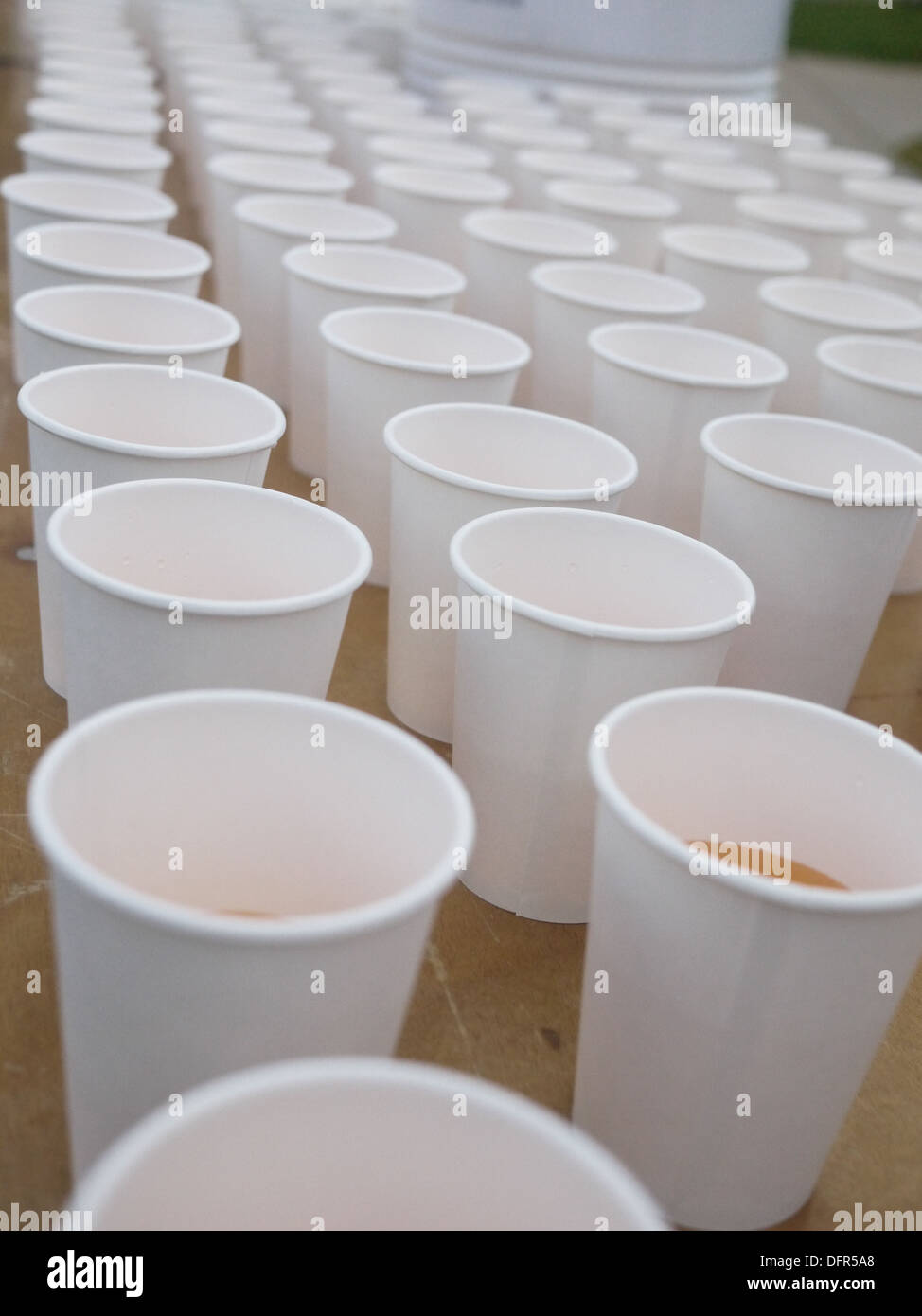disposable white paper cups Stock Photo