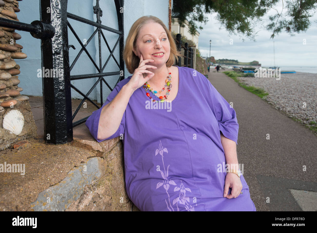 Bestselling author Hilary Mantel CBE by the sea near her home in the  coastal town Budleigh Salterton, East Devon Stock Photo - Alamy