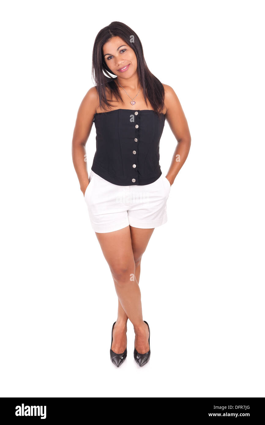African american woman with long hair isolated Stock Photo - Alamy