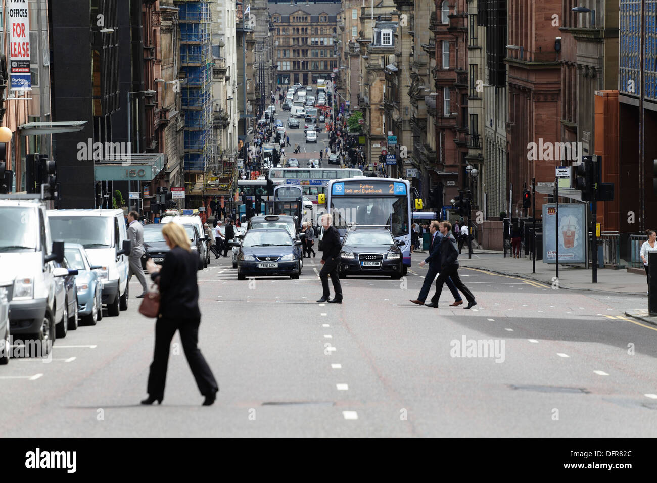 View looking East down St Vincent Street in Glasgow city centre