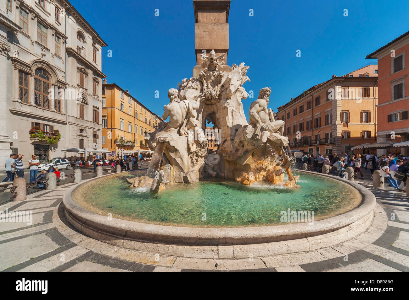 Piazza Navona, Fontana dei Fiumi, Rome, Lazio, Italy, Europe Stock Photo