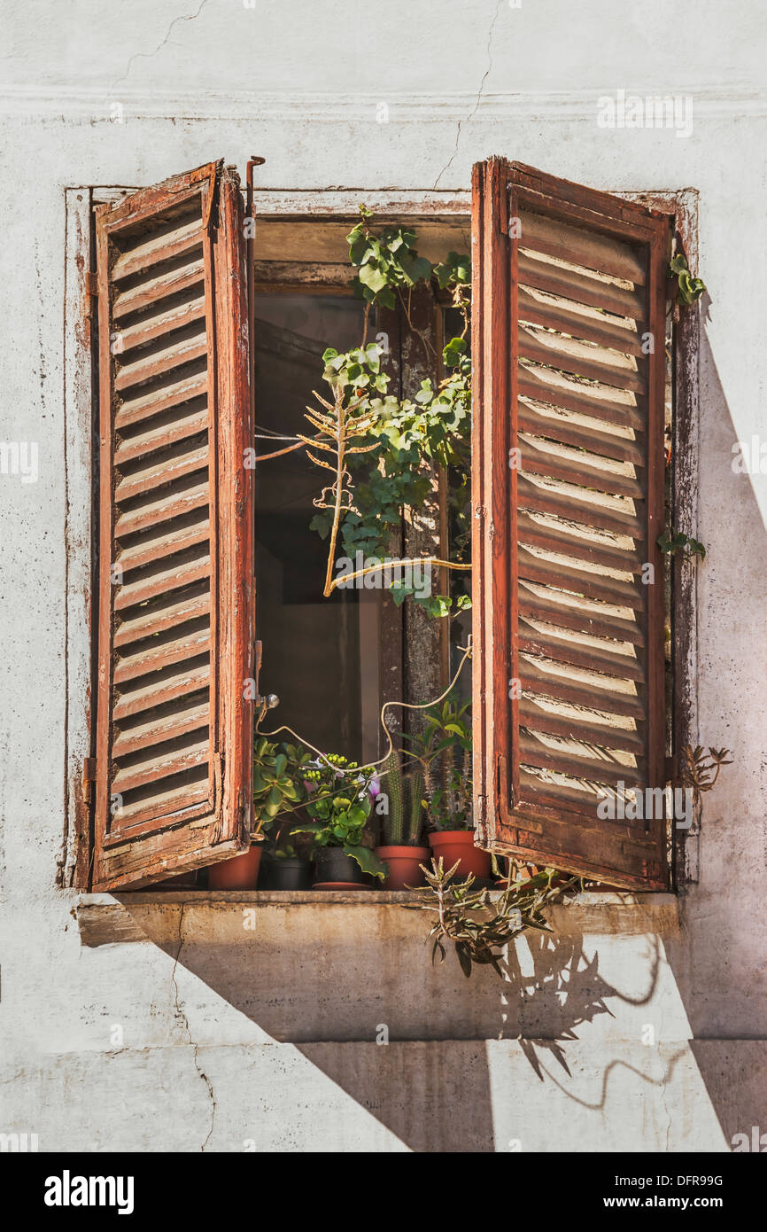 Window of a house on the Piazza della Rotonda, near the Pantheon, Rome, Lazio, Italy, Europe Stock Photo