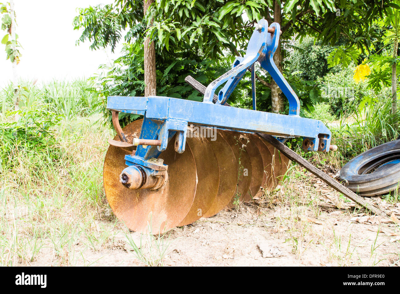 Rusted hard disc harrow, outdoor, close up Stock Photo