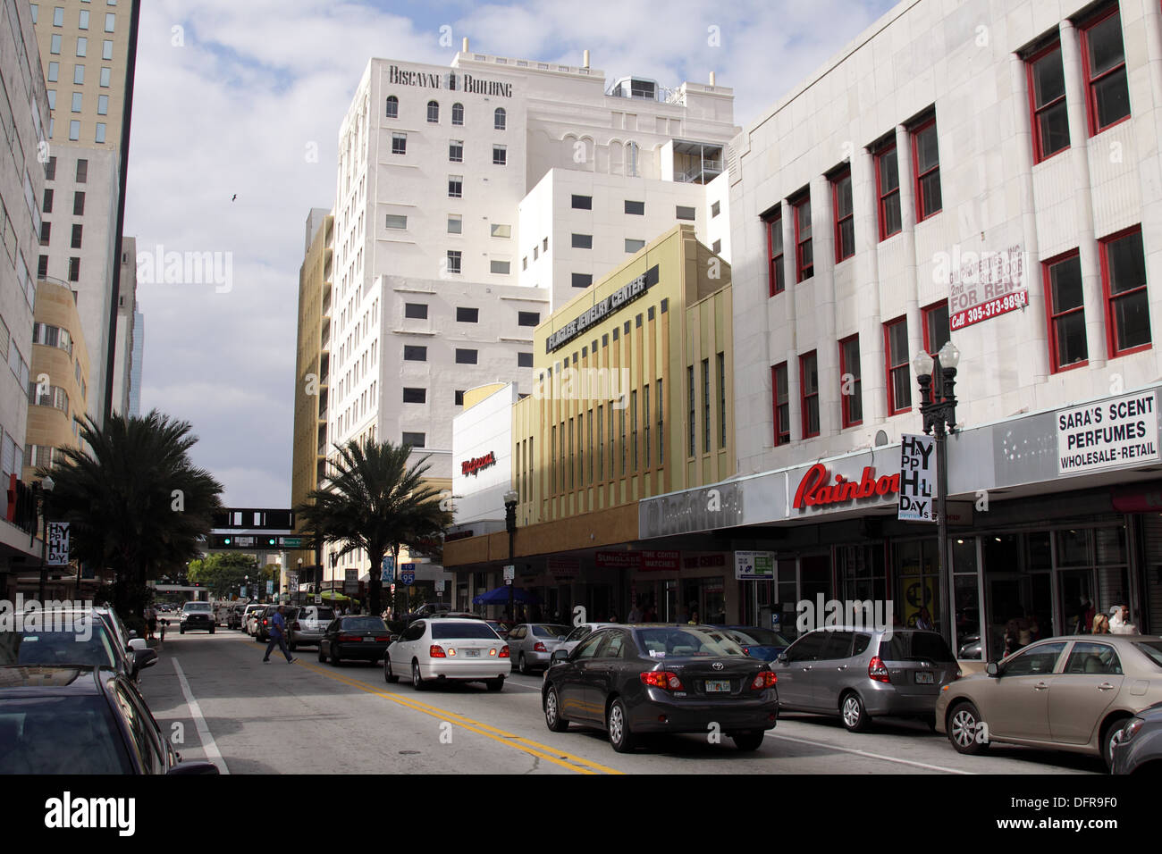 Flagler Street in downtown Miami, Florida, USA Stock Photo Alamy