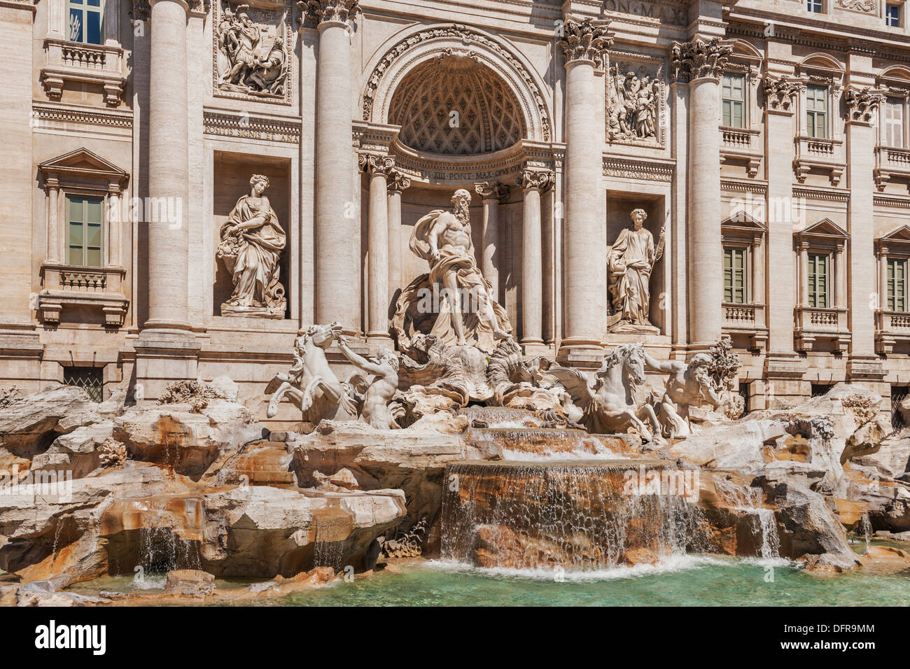 The Trevi Fountain, Fontana di Trevi, is the largest fountain in Rome, Lazio, Italy, Europe Stock Photo