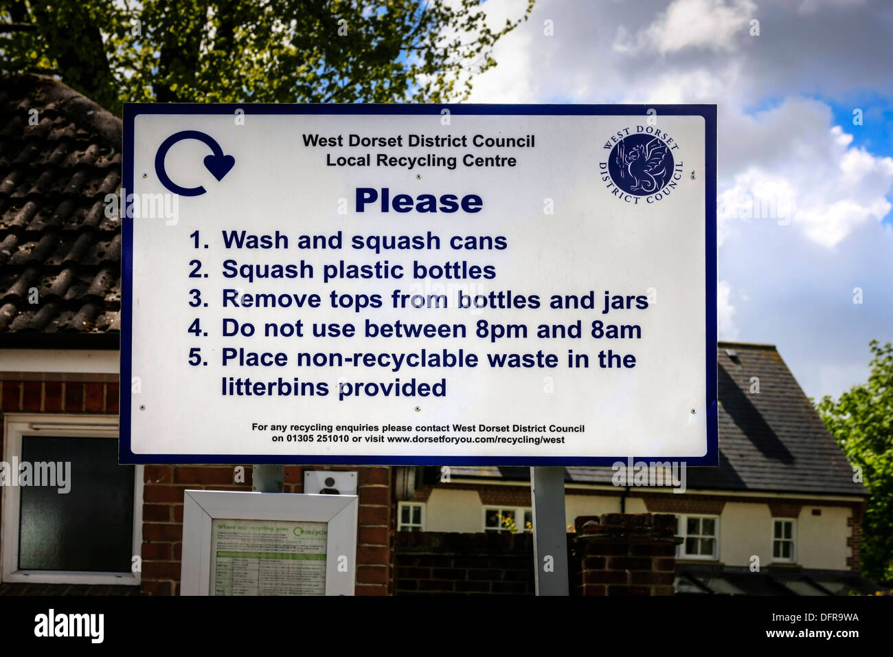 Recycling do's and dont's at the Sherborne Center in Dorset Stock Photo