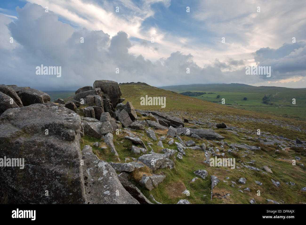 The view along Belstone Ridge, Belstone Tor Dartmoor National Park Devon Uk Stock Photo