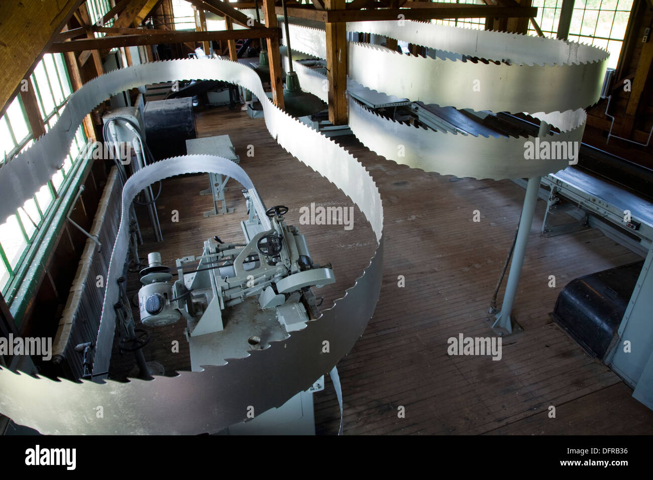 Saw blades inside the historic sawmill at the Henry Ford Alberta