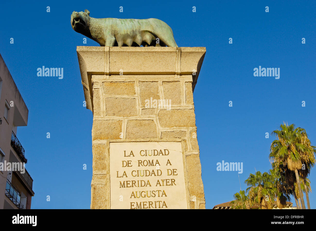 Romulus and Remus monument, Merida, Badajoz province, Extremadura, Ruta ...