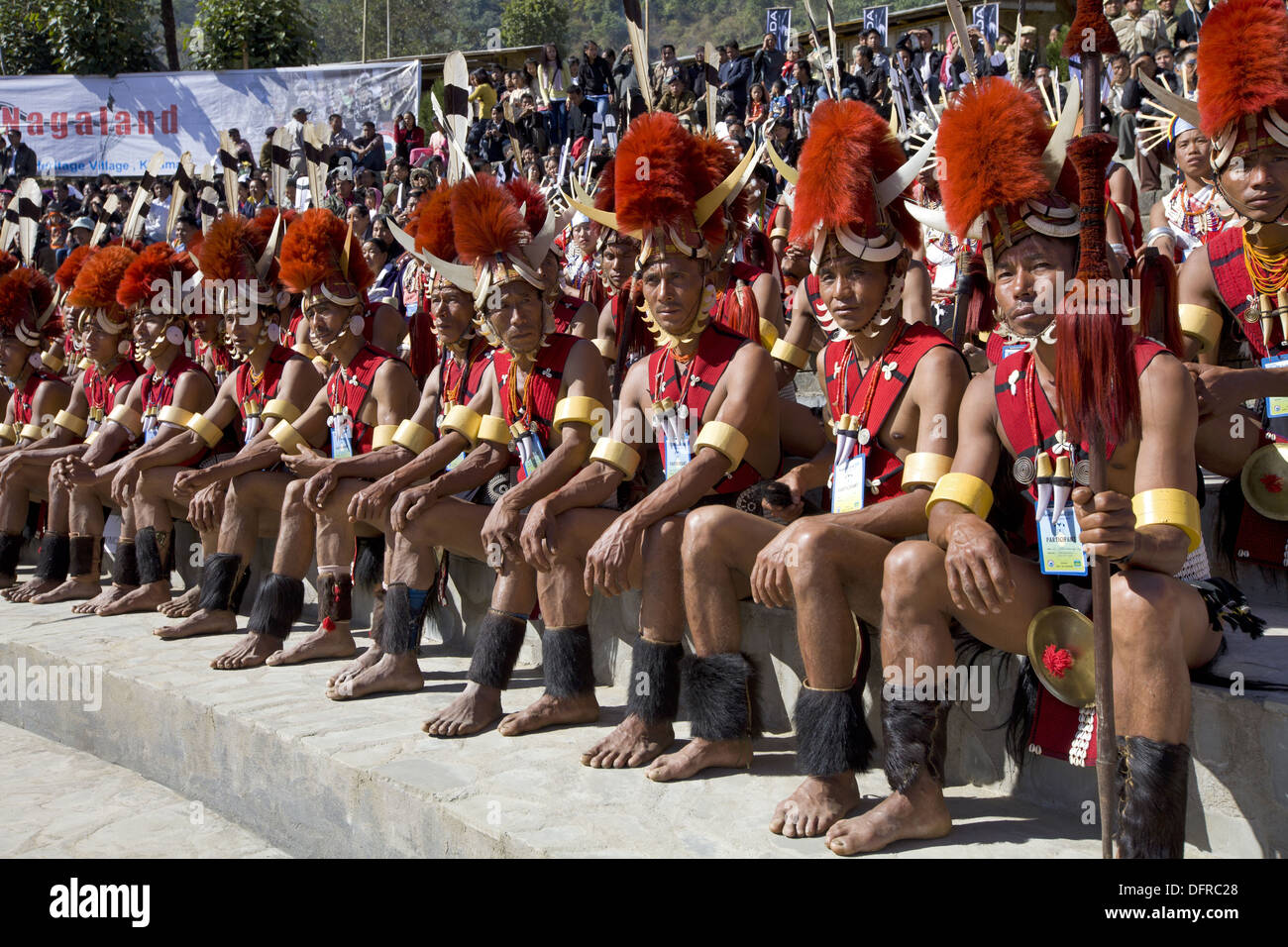 Naga tribal people performing at Hornbill festival, Kohima, Nagaland ...