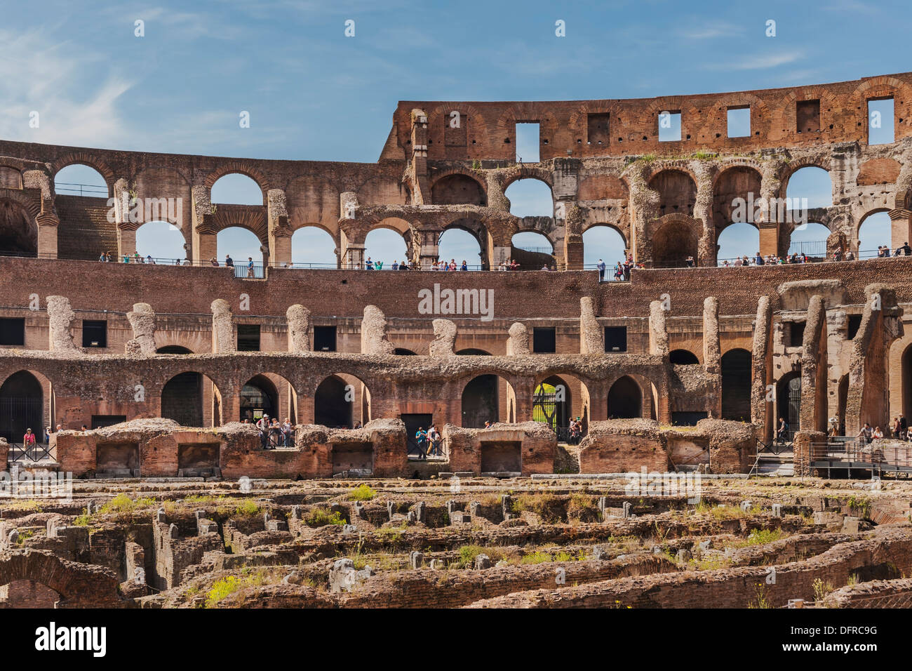 Interior view of the Colosseum, largest amphitheater in ancient Rome. It was built from 72 to 80 AD, Rome, Lazio, Italy, Europe Stock Photo