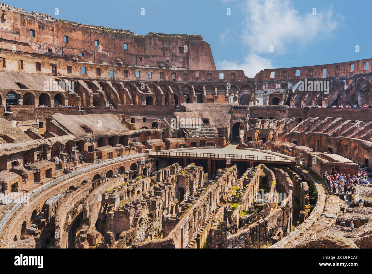 Interior view of the Colosseum, largest amphitheater in ancient Rome. It was built from 72 to 80 AD, Rome, Lazio, Italy, Europe Stock Photo
