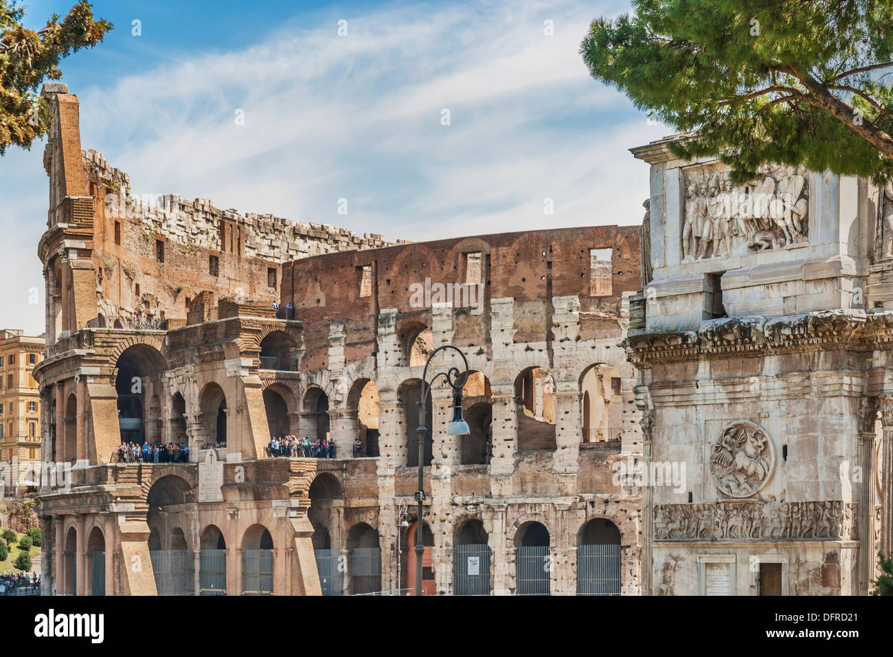 Arch of Constantine (Arco di Costantino) is located in front of the Colosseum. It was built from 312 to 315, Rome, Italy, Europe Stock Photo