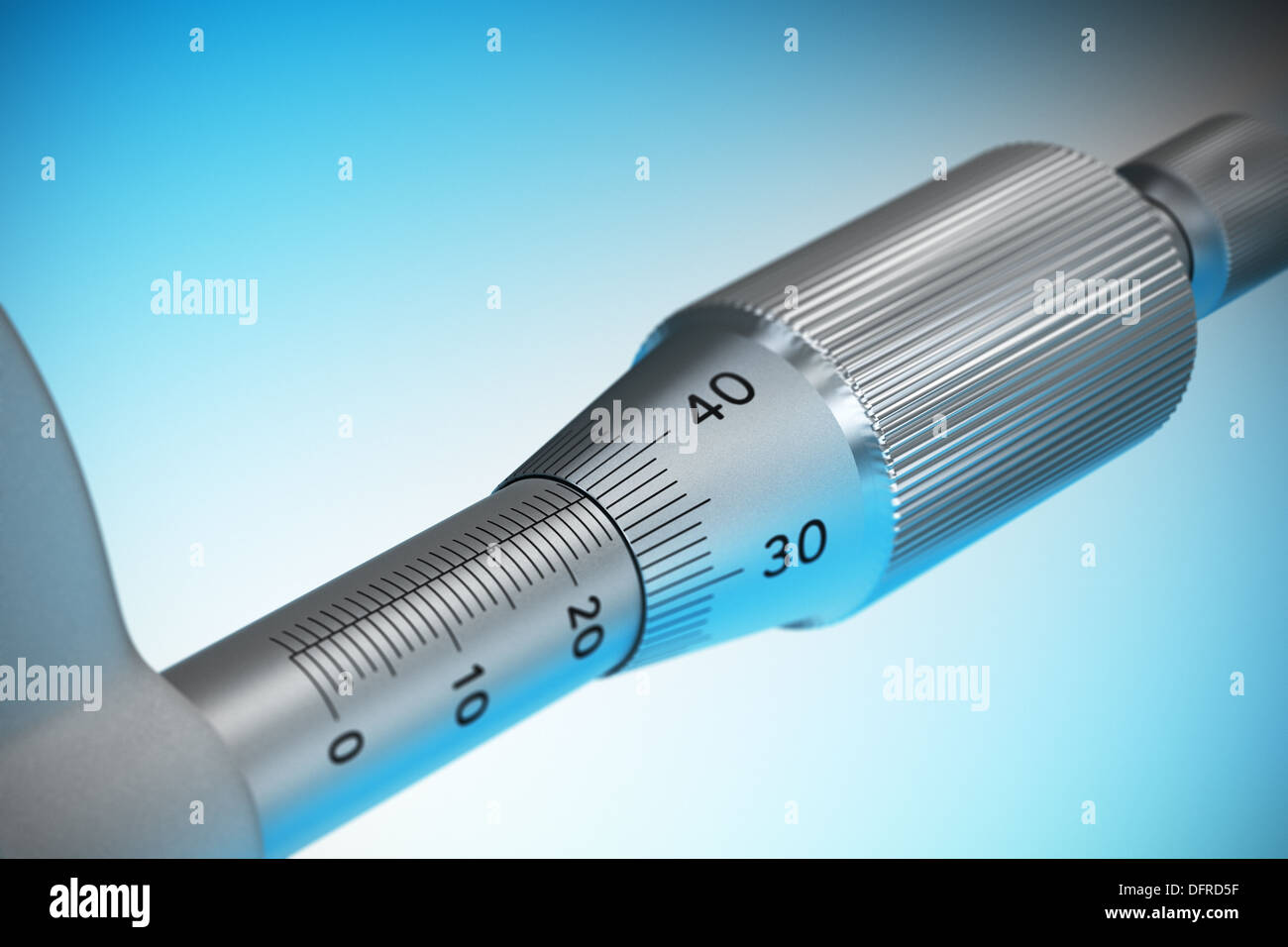 Close up of a micrometer with blur effect with blue background - 3D render Image suitable for accuracy illustration Stock Photo