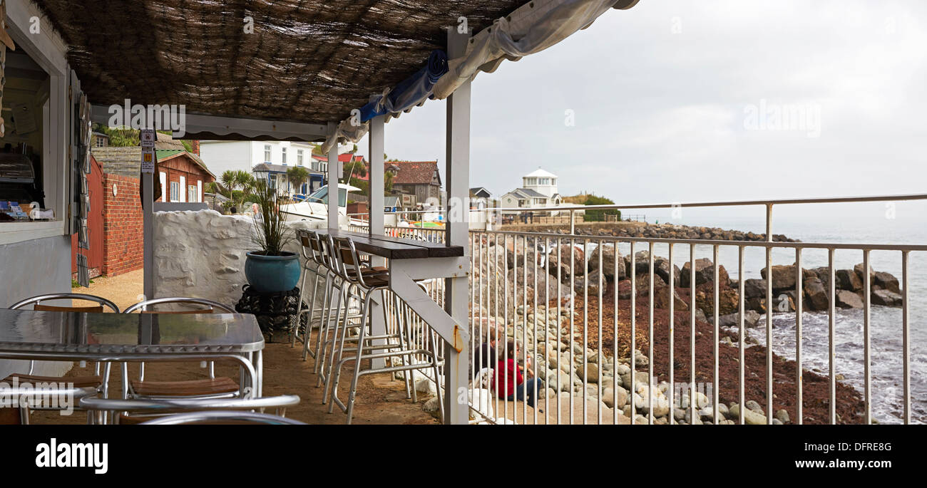 Isle of Wight Steephill Cove from the Beach Shack seafood restaurant panorama Stock Photo