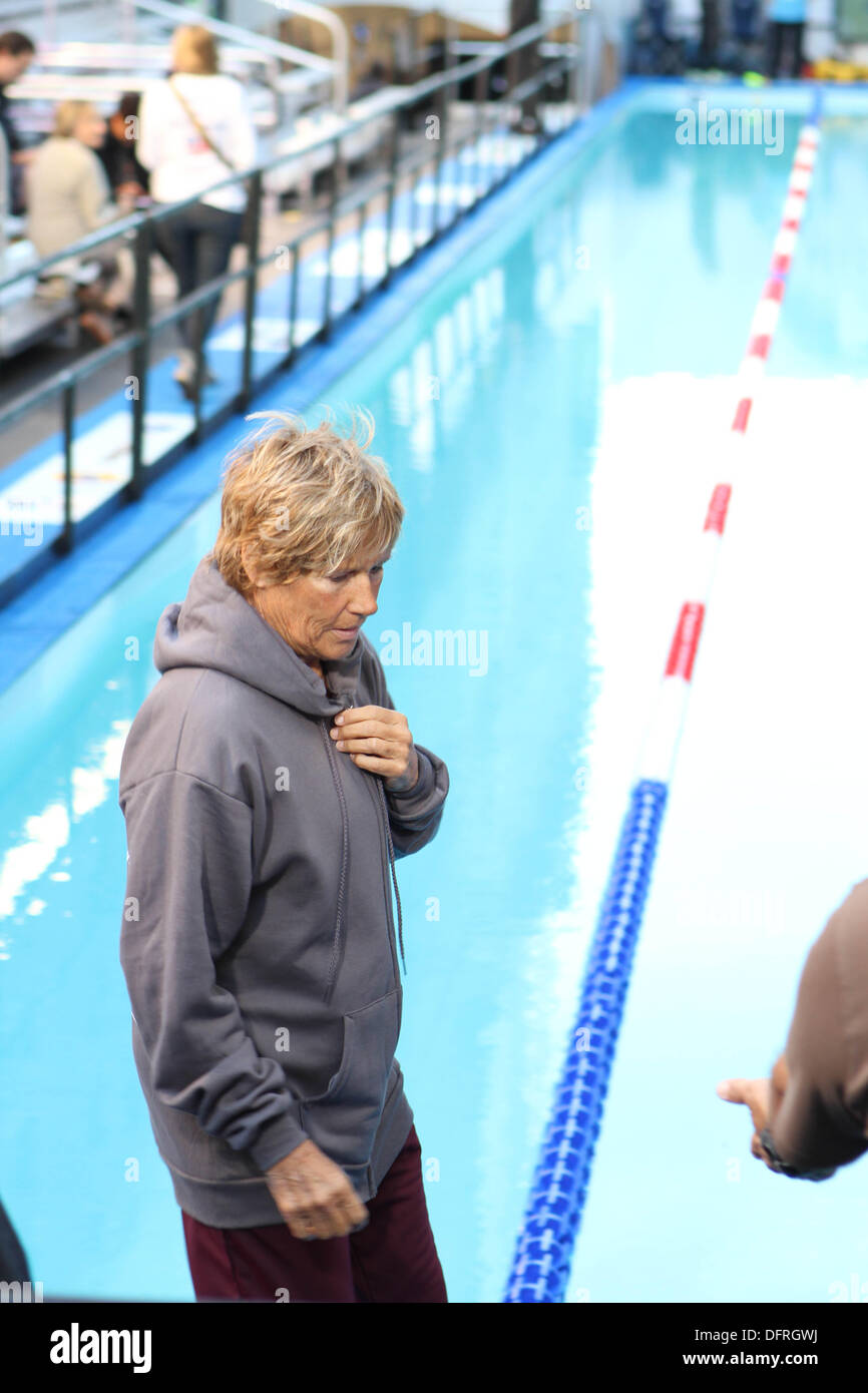 New York, New York, USA. 8th Oct, 2013. Extreme Athlete Diana Nyad to swim 48 hours non stop in New York City's Hearld Square to help victims of Hurricane Sandy.© 2013 Credit:  Bruce Cotler/Globe Photos/ZUMAPRESS.com/Alamy Live News Stock Photo
