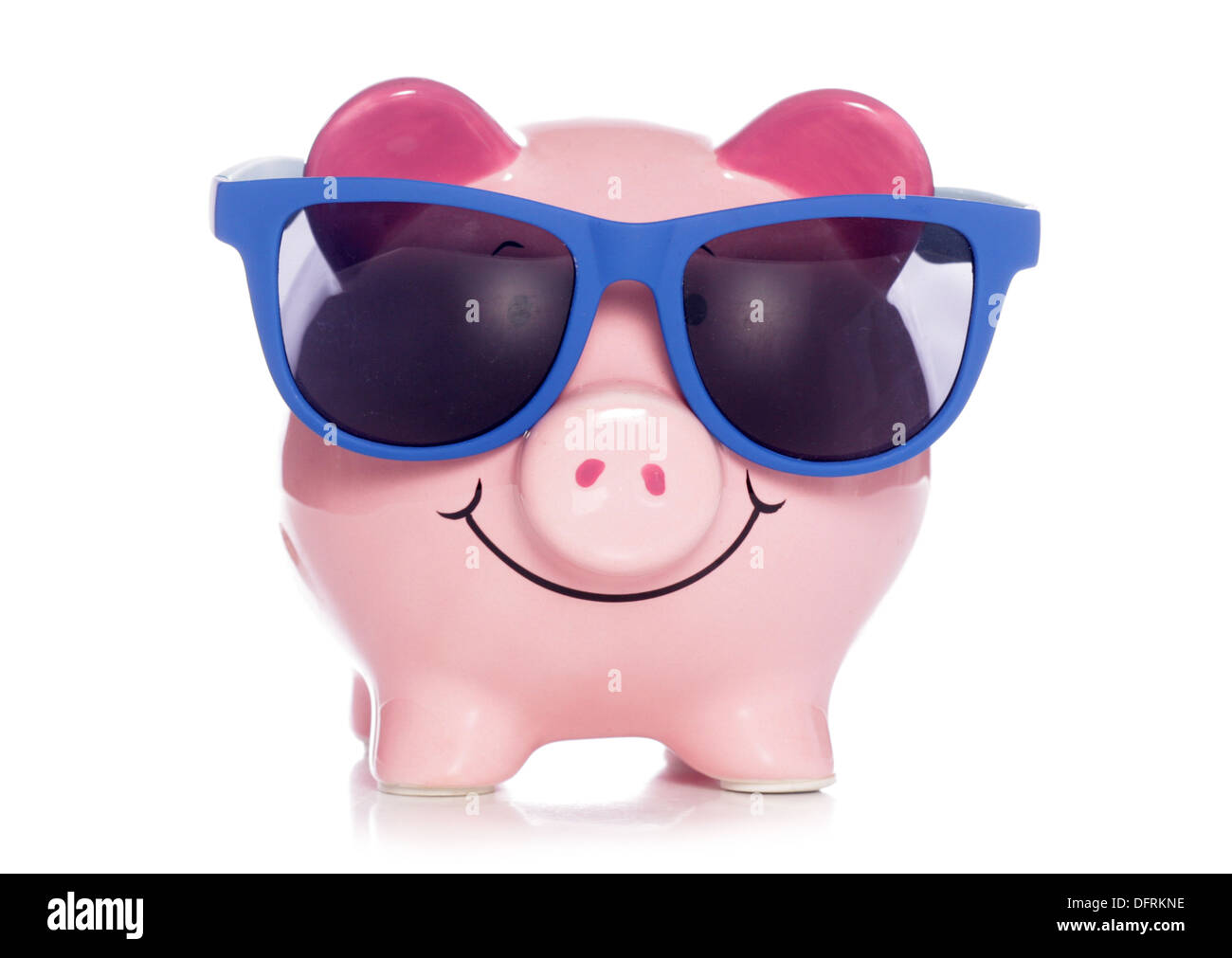 Piggy bank wearing retro sunglasses cutout Stock Photo