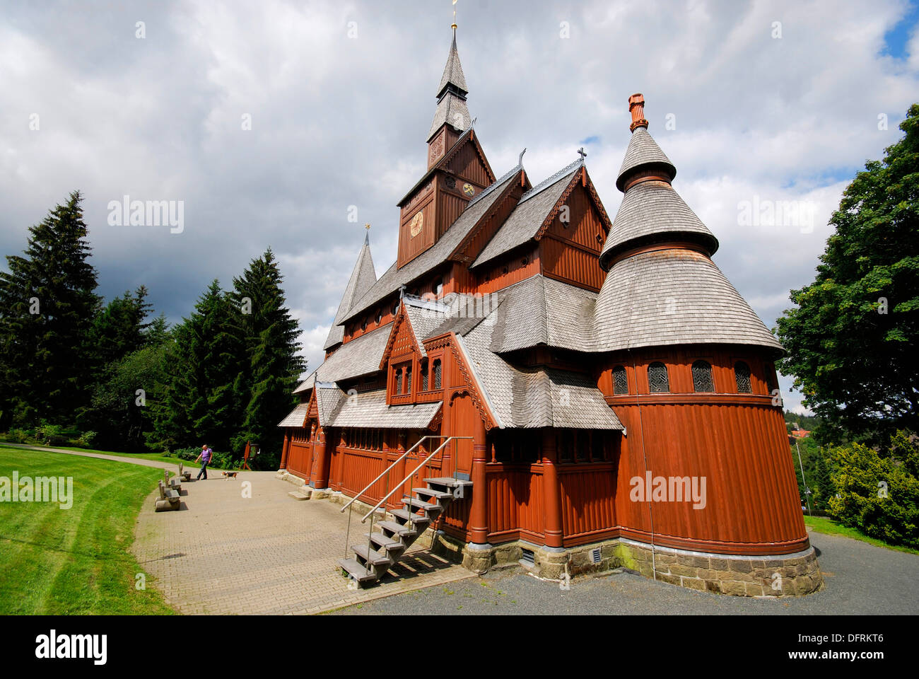 Ancient church nordic style in Hahnenklee, Low Saxony, Germany Stock Photo