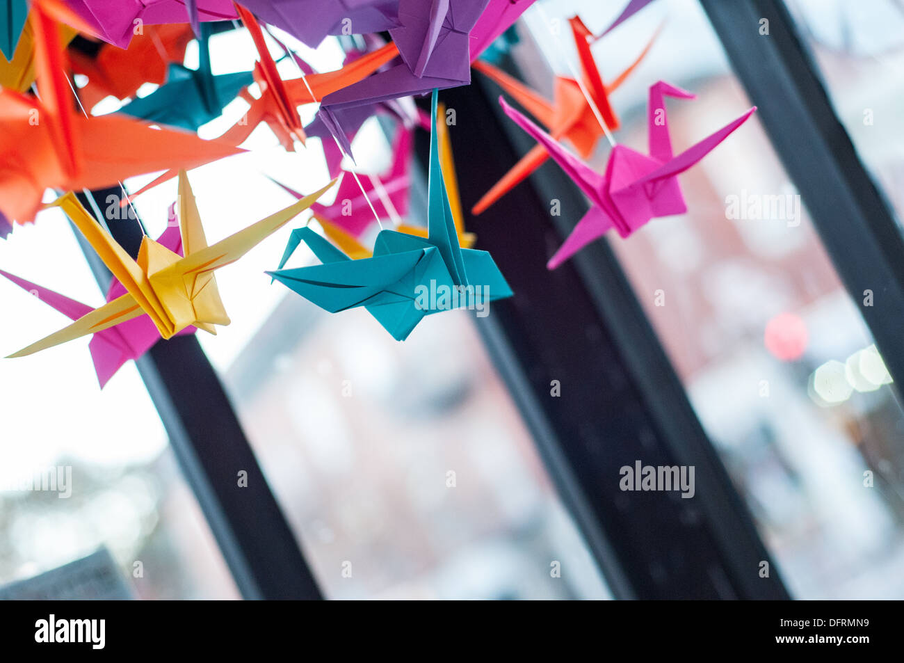Artistic guerrilla Ephemeral street art installation of Origami