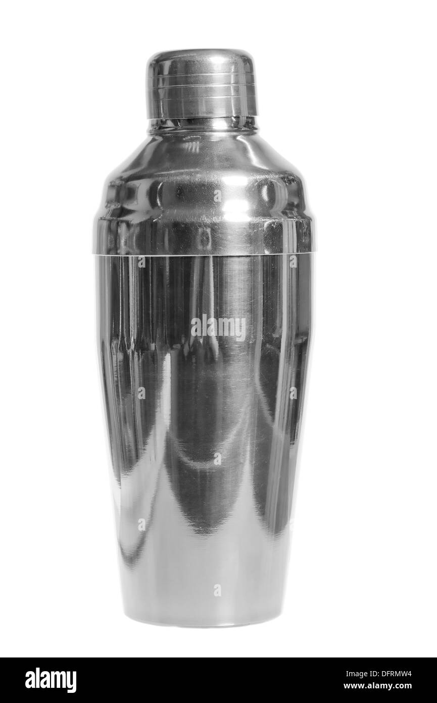 shiny new metal shaker for mixing drinks Stock Photo