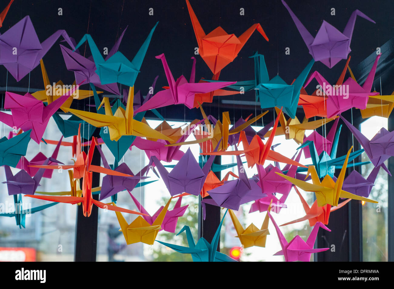 Artistic guerrilla Ephemeral street art installation of Origami