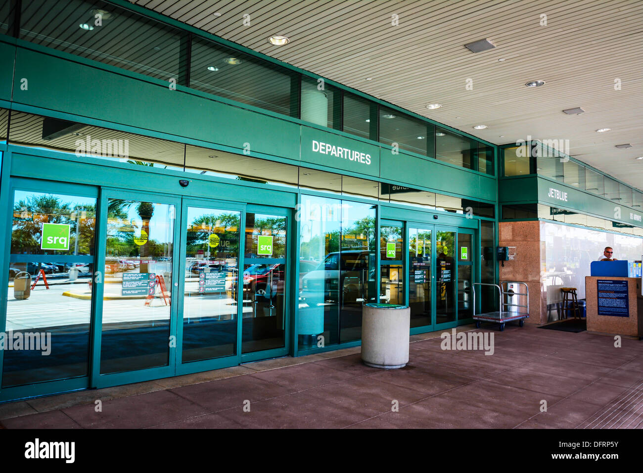 Entrance into an airline Departure area of the Sarasota Bradenton International Airport, Florida Stock Photo