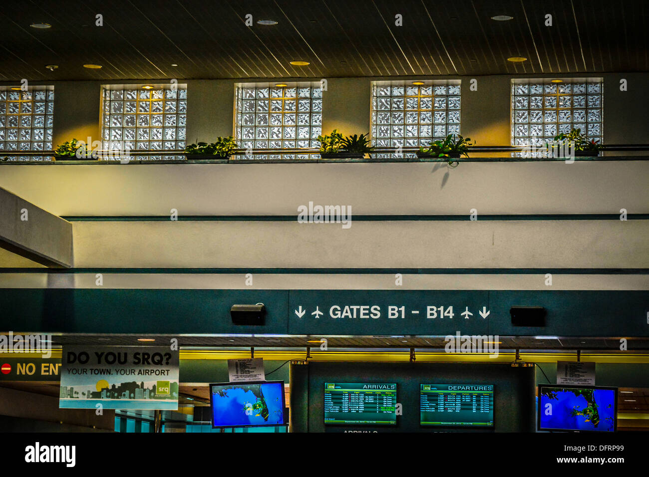 Departure area in terminal at SRQ, Sarasota Bradenton International Airport, Florida Stock Photo