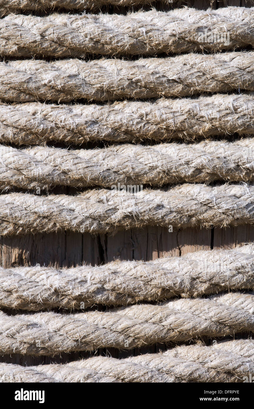 perfectly coiled rope around a pole Stock Photo Alamy