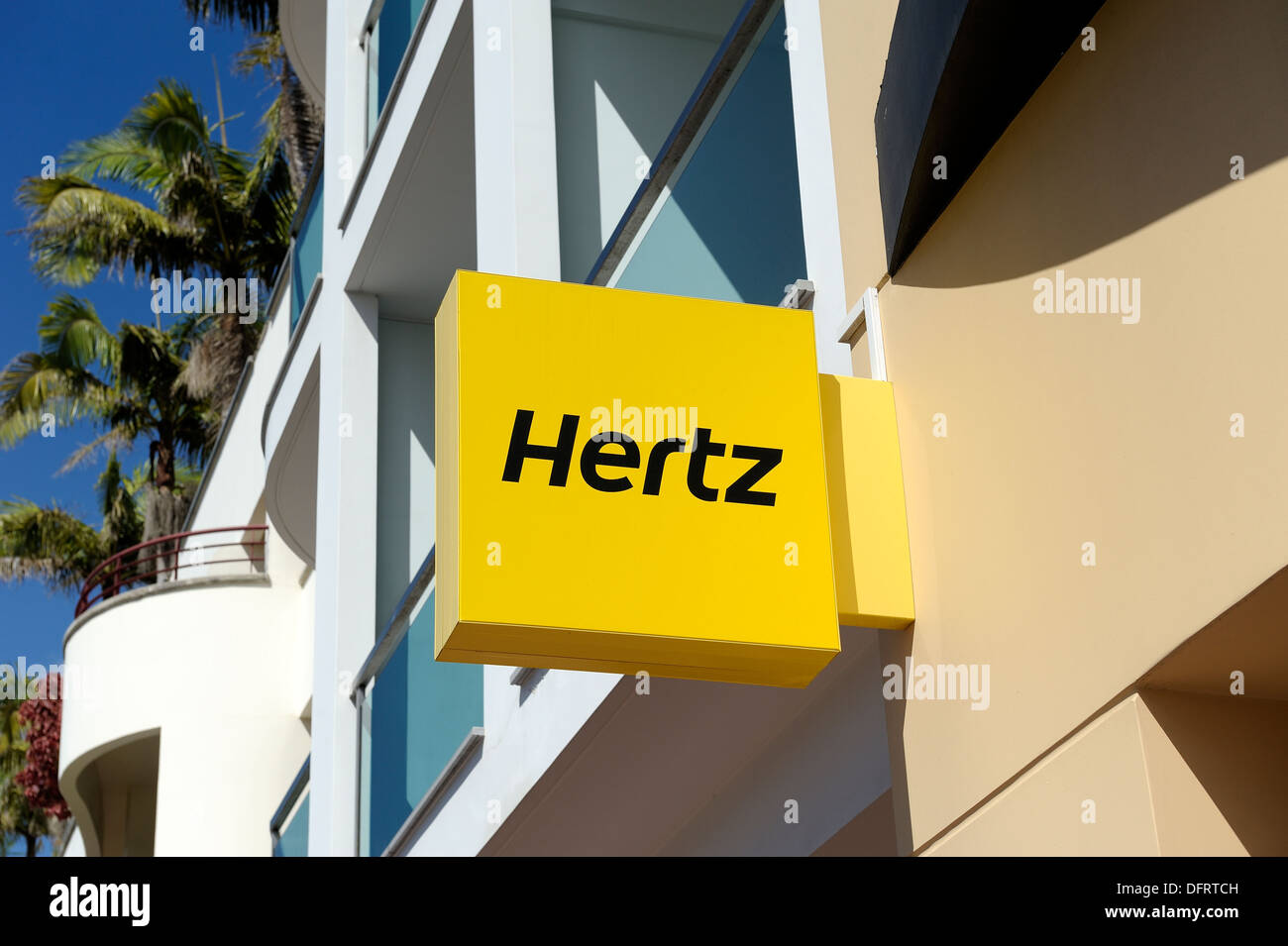 Hertz car rental shop sign Stock Photo