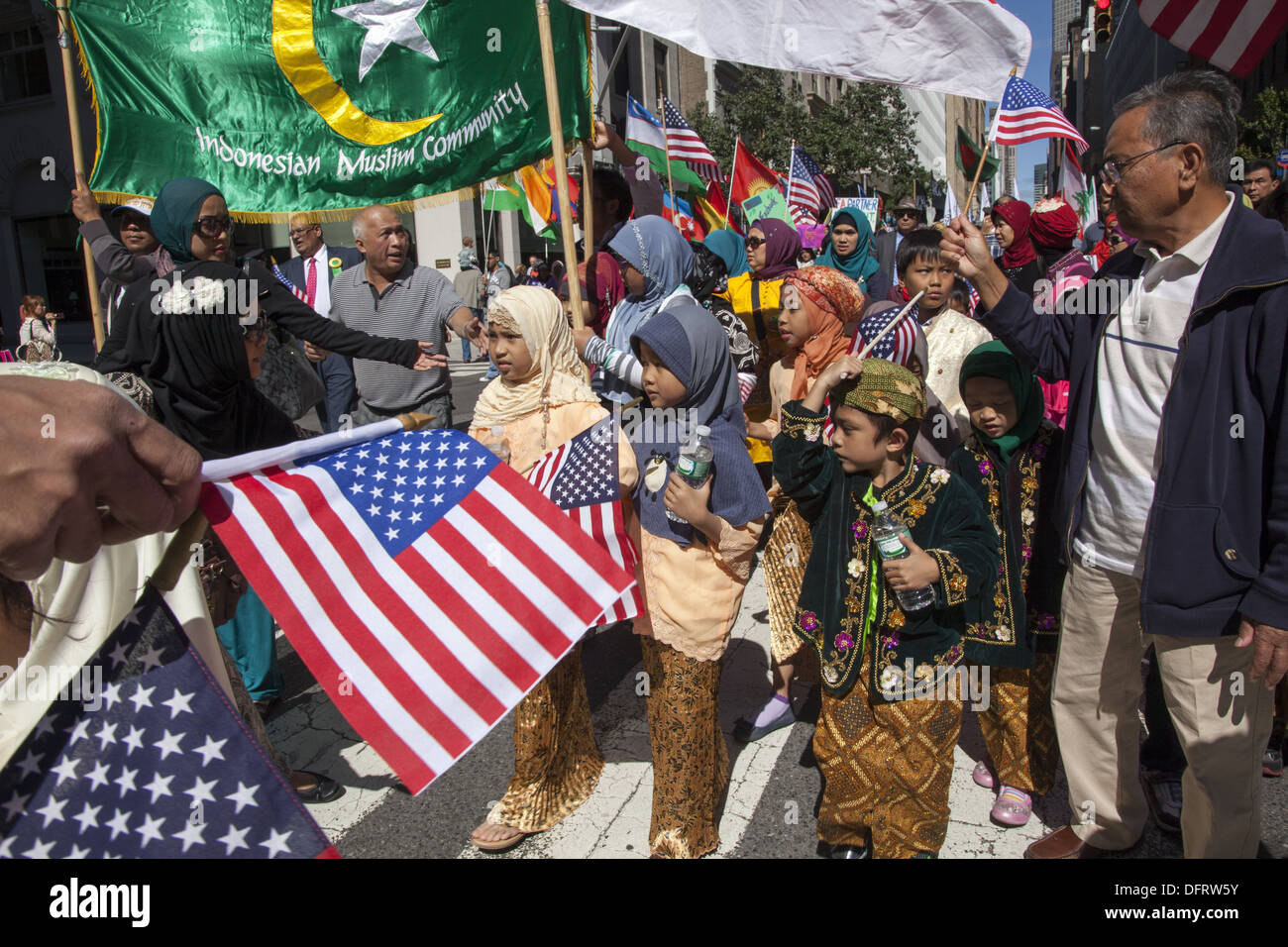 Annual Muslim Day Parade on Madison Avenue, New York City Stock Photo