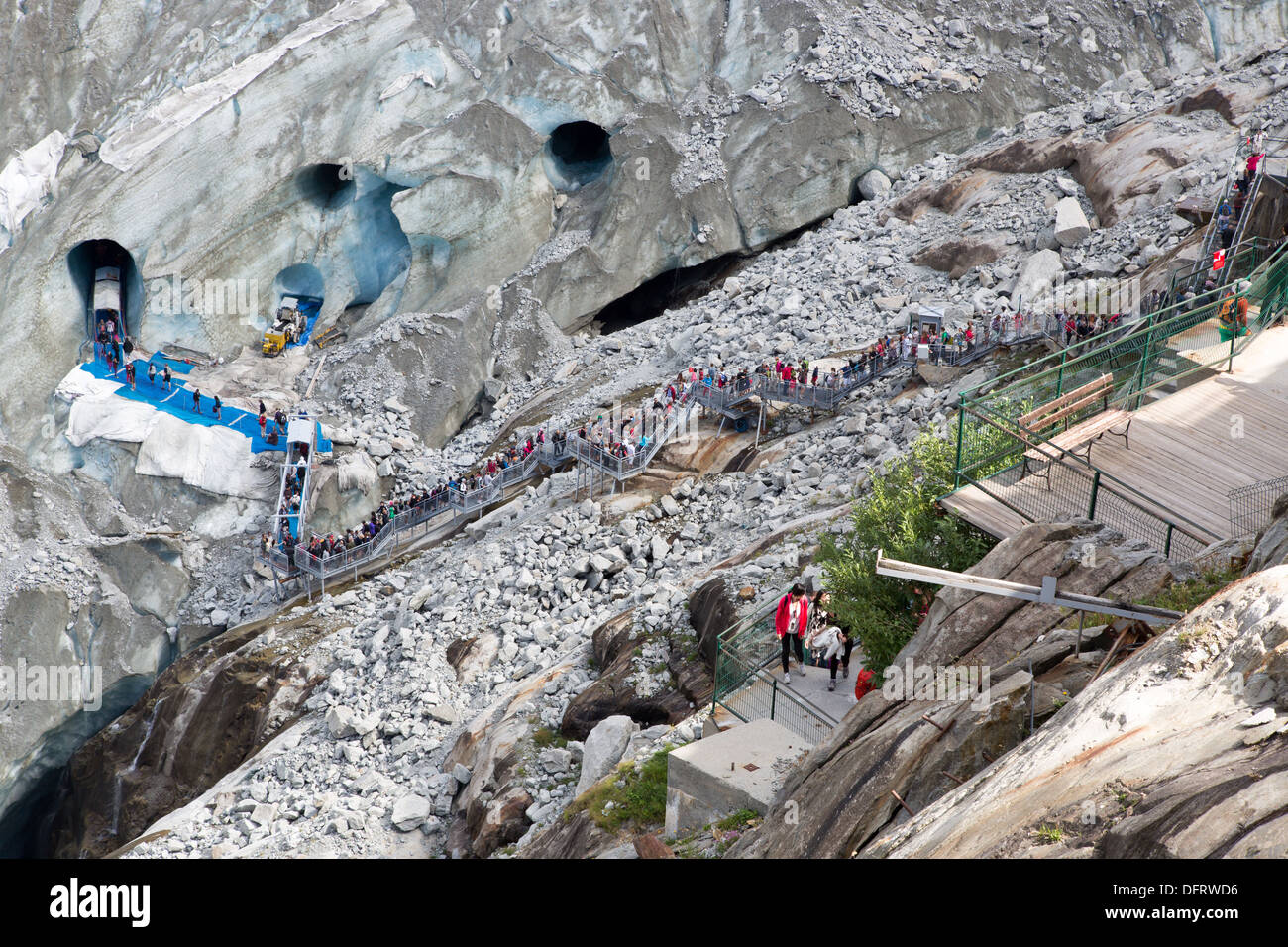 Mer de Glace Glacier, French Alps Stock Photo