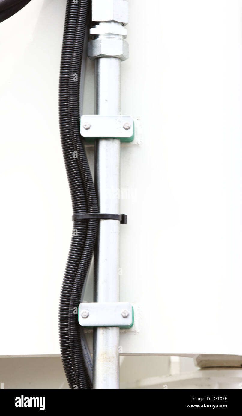 Hydraulic connections hoses of a machinery industrial detail Stock