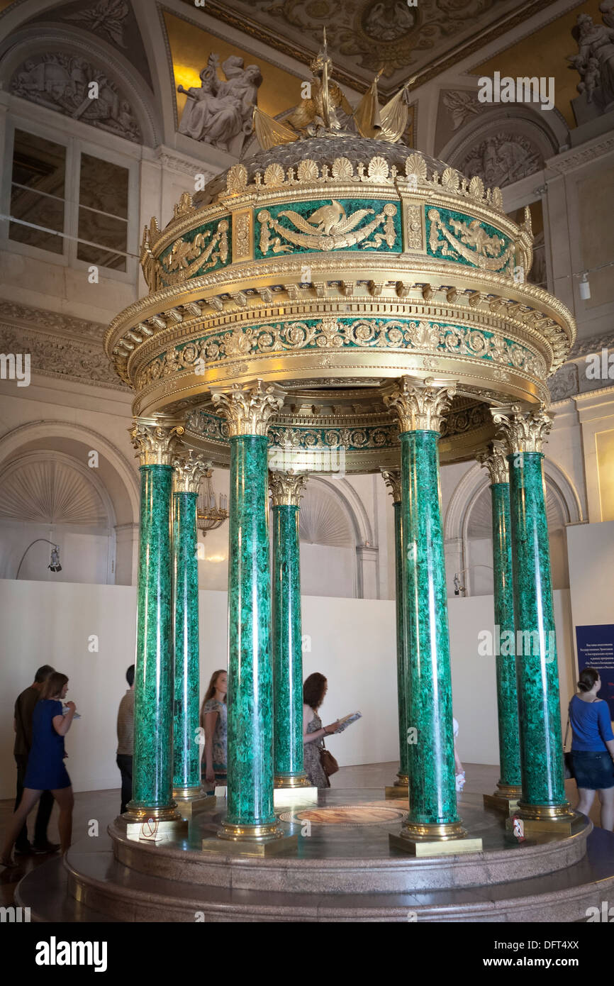 Kiosque with Malachite columns, The Winter Palace, The Hermitage State Museum, St. Petersburg, Russia Stock Photo